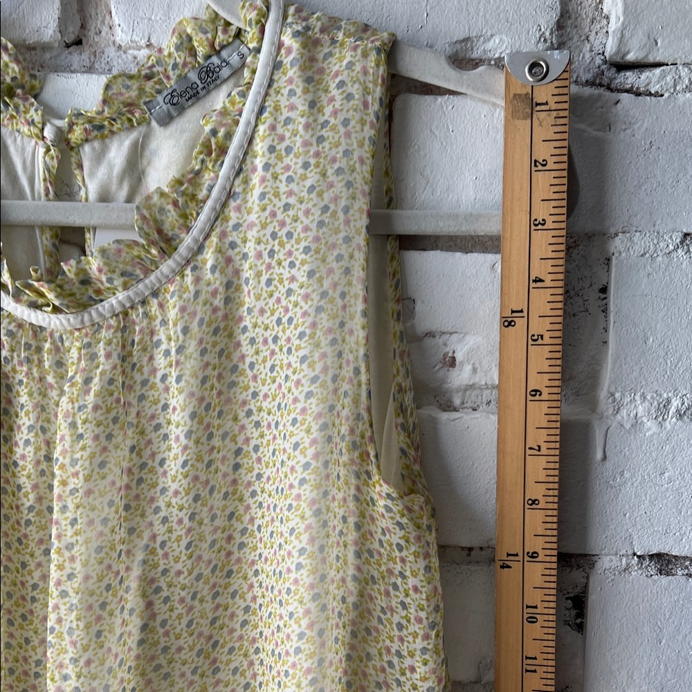 SILK Sunshine Floral Sleeveless Chiffon Camisole in Pale Yellow - Picture 11 of 13